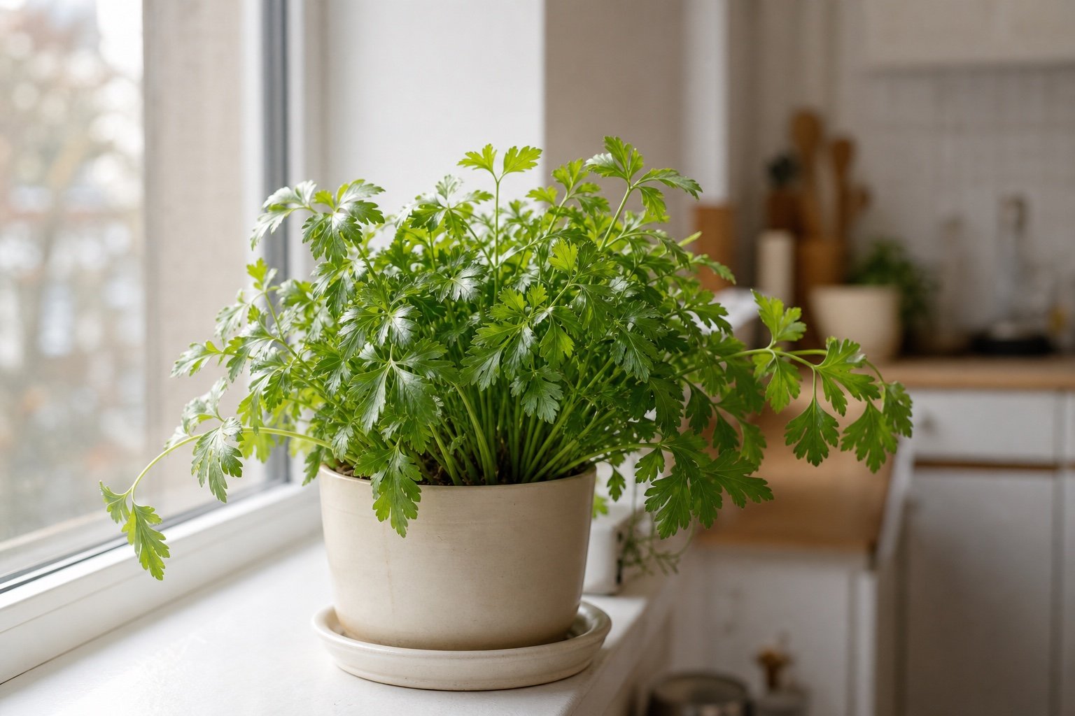 How to grow parsley indoors in a bright kitchen window