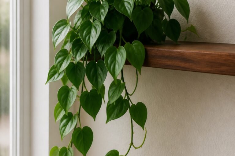 Heartleaf philodendron care profile showing a healthy Philodendron hederaceum vine