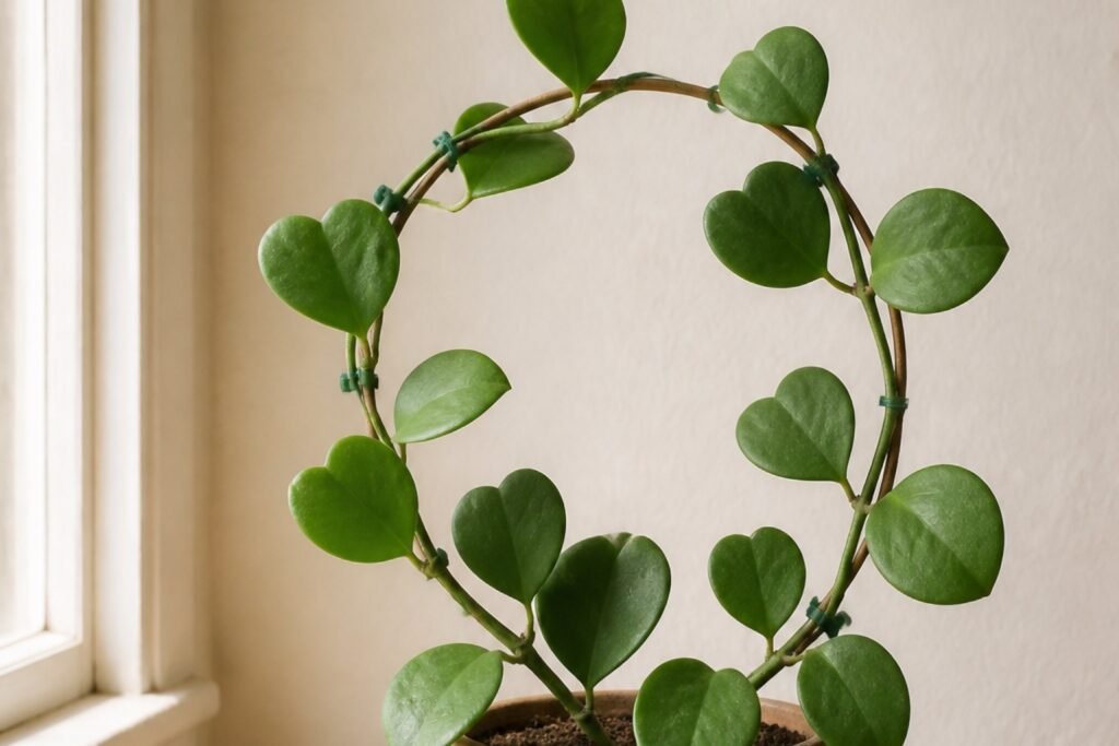 Hoya kerrii care profile showing a mature sweetheart hoya vine with heart-shaped leaves