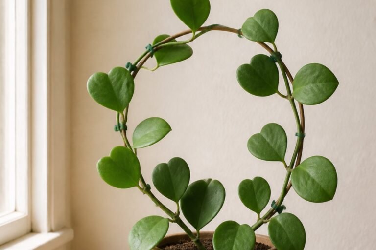 Hoya kerrii care profile showing a mature sweetheart hoya vine with heart-shaped leaves