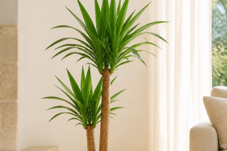Yucca cane care indoors profile showing healthy Yucca gigantea canes in bright light
