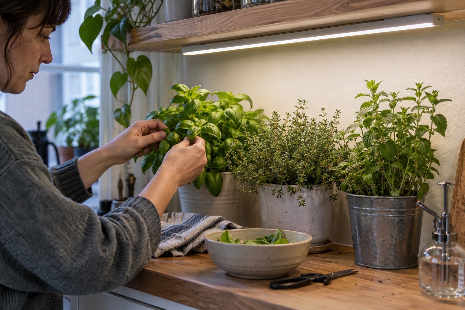 AI-generated photorealistic image illustrating grow light color temperature, neutral.